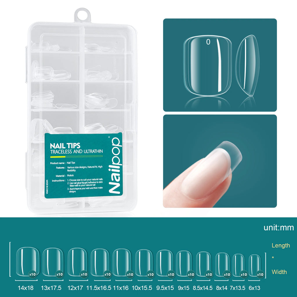 120pcs Soft Gel Nail Kit Oval Square Full Coverage Nail Extension Pre-Molded Acrylic Fake Nail Gel For Home Nail Salon DIY Use