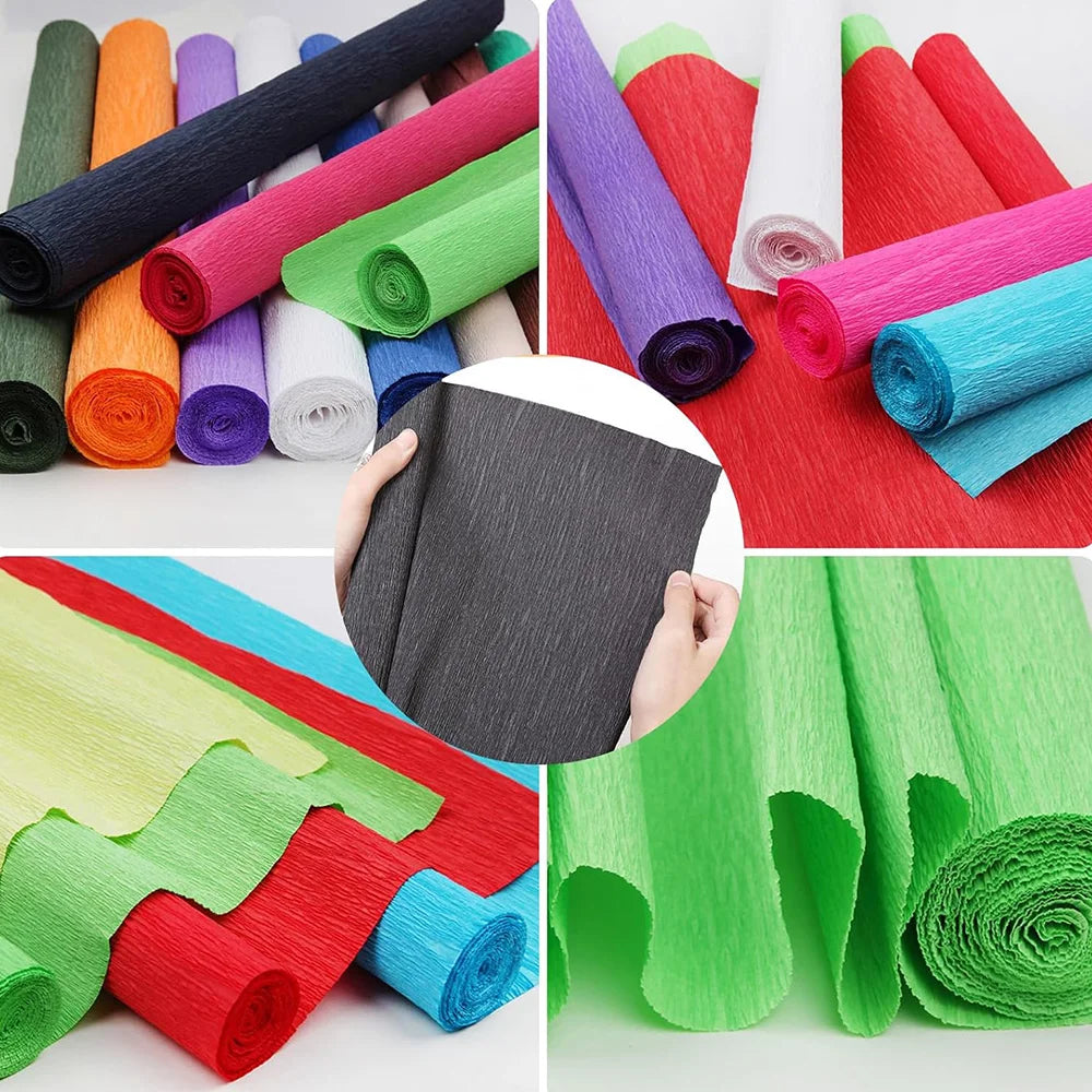 50x250cm Colored Crepe Paper Roll Origami Crinkled Crepe Paper Craft DIY Flowers Decoration Gift Wrapping Paper Craft