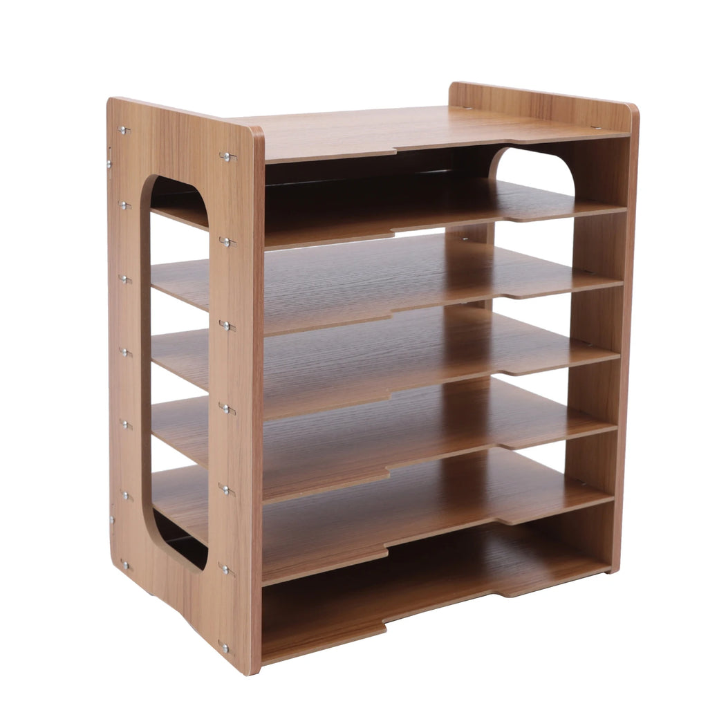 7Tier High-density Board Widen Wood Office Paper Organizer For Desk Desktop File Holder Desk Letter Tray & A4 Paper Sorter