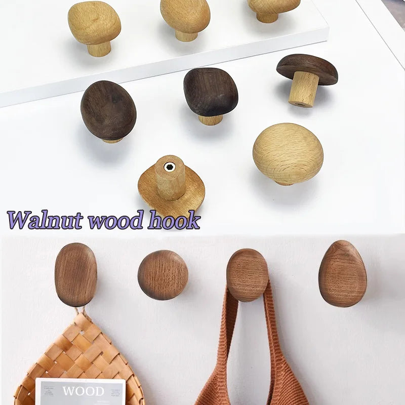 Natural Wooden Wall Mounted Coat Hooks Minimalist Hat Key Hanger Pegs For Hanging Towel Cap Bag Home Entryway Decoration 2025