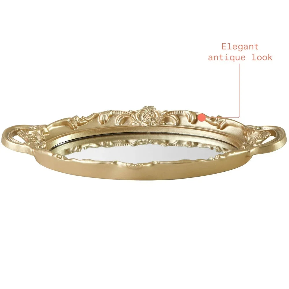 Elegant Gold Framed Mirror Tray Decorative Serving Tray Candles Jewelry Home Decor Perfect Vanities and Coffee Tables