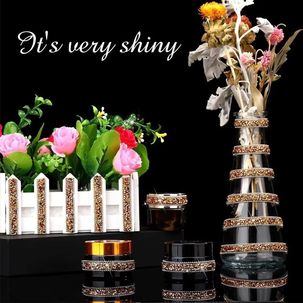 Self Adhesive Crystal Rhinestone Sticker DIY Sticker 1cm Width Diamond Ribbon Bling Crystal Crystal Roll Glitter