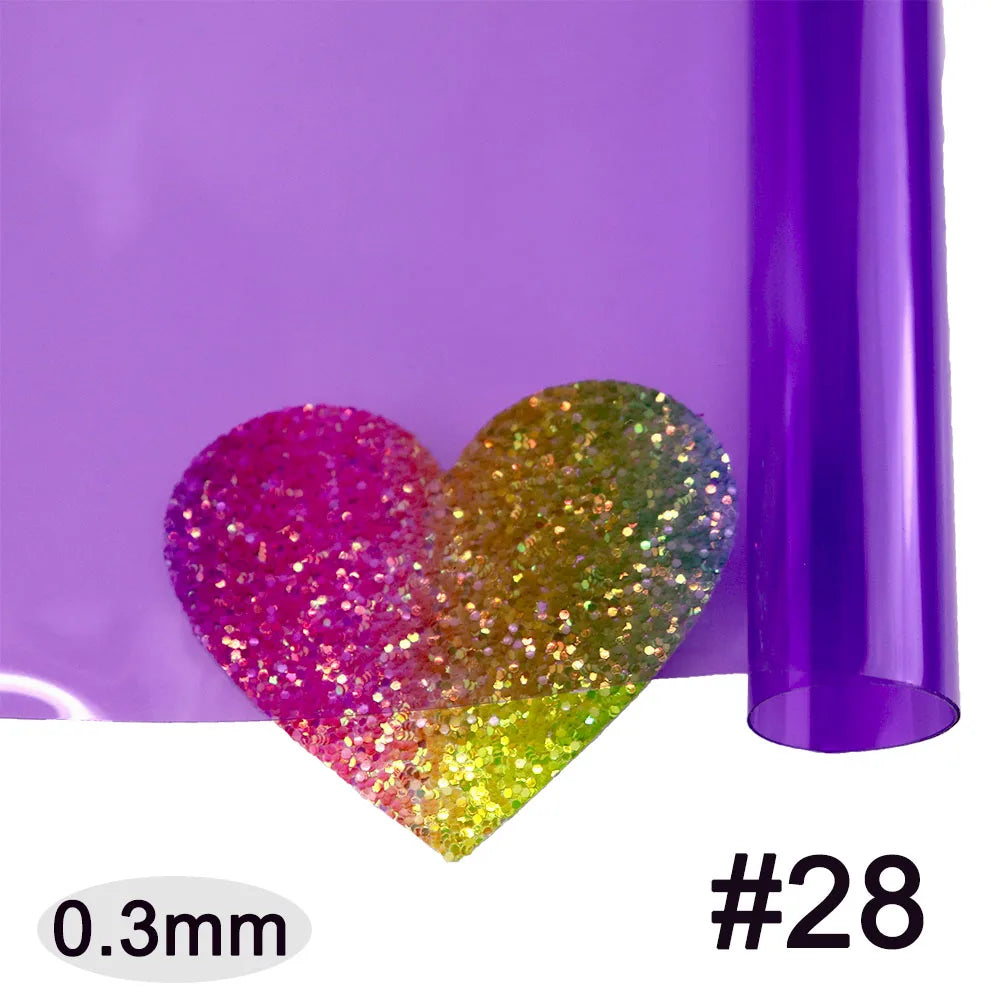 30x120cm Roll Pink Red Orange Blue Clear Transparente PVC Fabric Vinyl Soft Glass Cloth Waterproof For Handbag DIY PV050