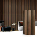 4 Pack Wood Slat Acoustic Panels for Wall and Ceiling - Dark Walnut Finish, 3D Fluted Design for Sound Absorption