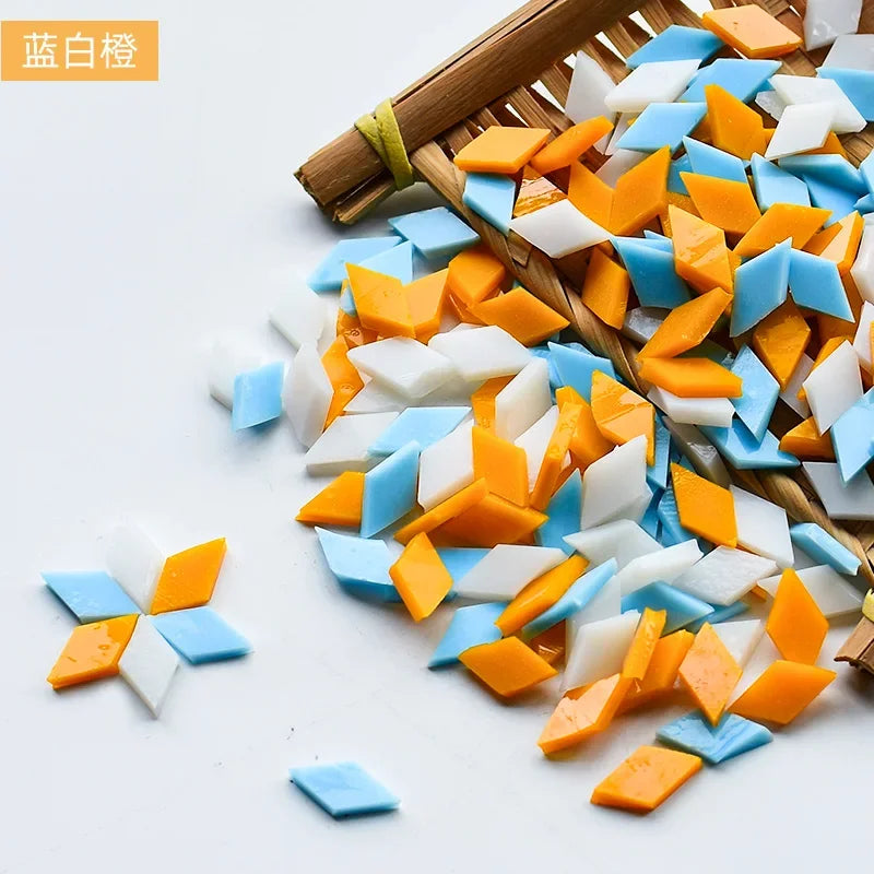 200g Diamond Shape Mosaic Mica Stained Glass Mosaic Tiles Mosaic Making Tiles for Puzzle Art DIY Craft Lamp Table Accessories