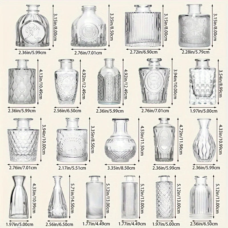 30Pcs Vase Set, Small Vases Glass Bud Vases Bulk, Cute Vintage Glass Vases for Wedding Home Centerpieces Table Decorations