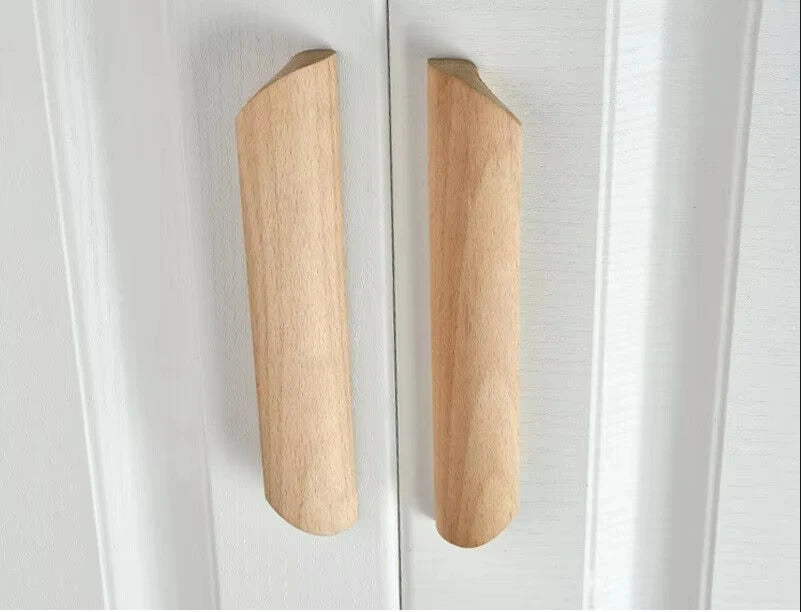 Natural Wood Furniture Handles Kitchen Door Knobs Cabinets Pulls Beech Wooden Handles for Cabinet and Drawers Furniture Hardware