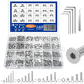 880Pcs Stainless Steel 304 Hex Socket Flat Head Screws Assortment Kit M2 M3 M4 M5 Countersunk Bolts Set with Storage Box