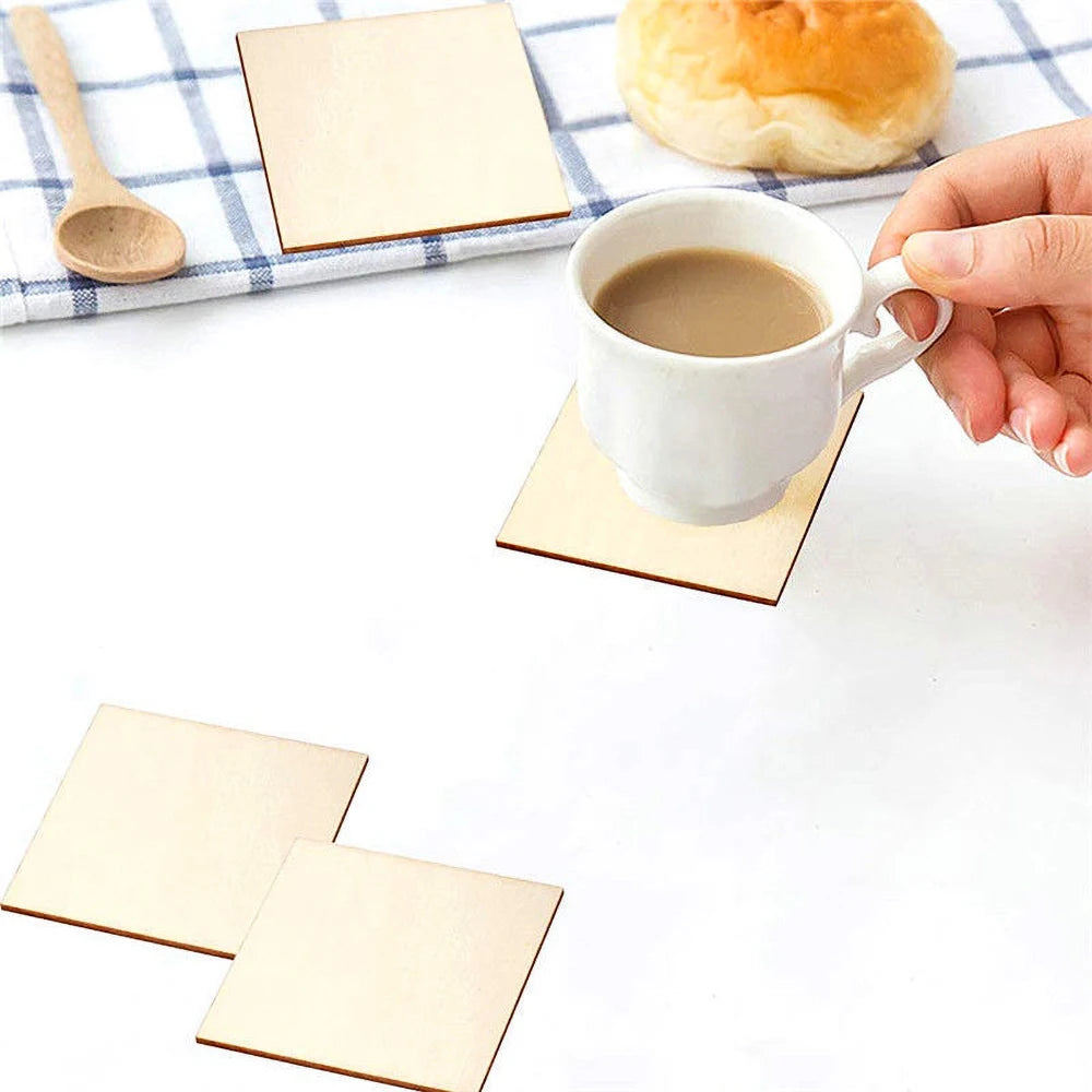 20Pcs 10cm wood planks,round square wood chips DIY Wood Craft Material For Painting,Pyrography.Architectural Model Home Decor
