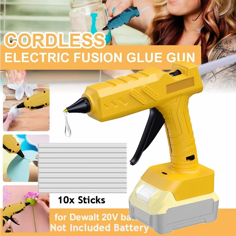 Cordless Electric Hot Glue Gun For DEWALT 18V Battery Hot Melt Welding With 10Pcs 11mm For Christmas Decoration Toy Car Crafting