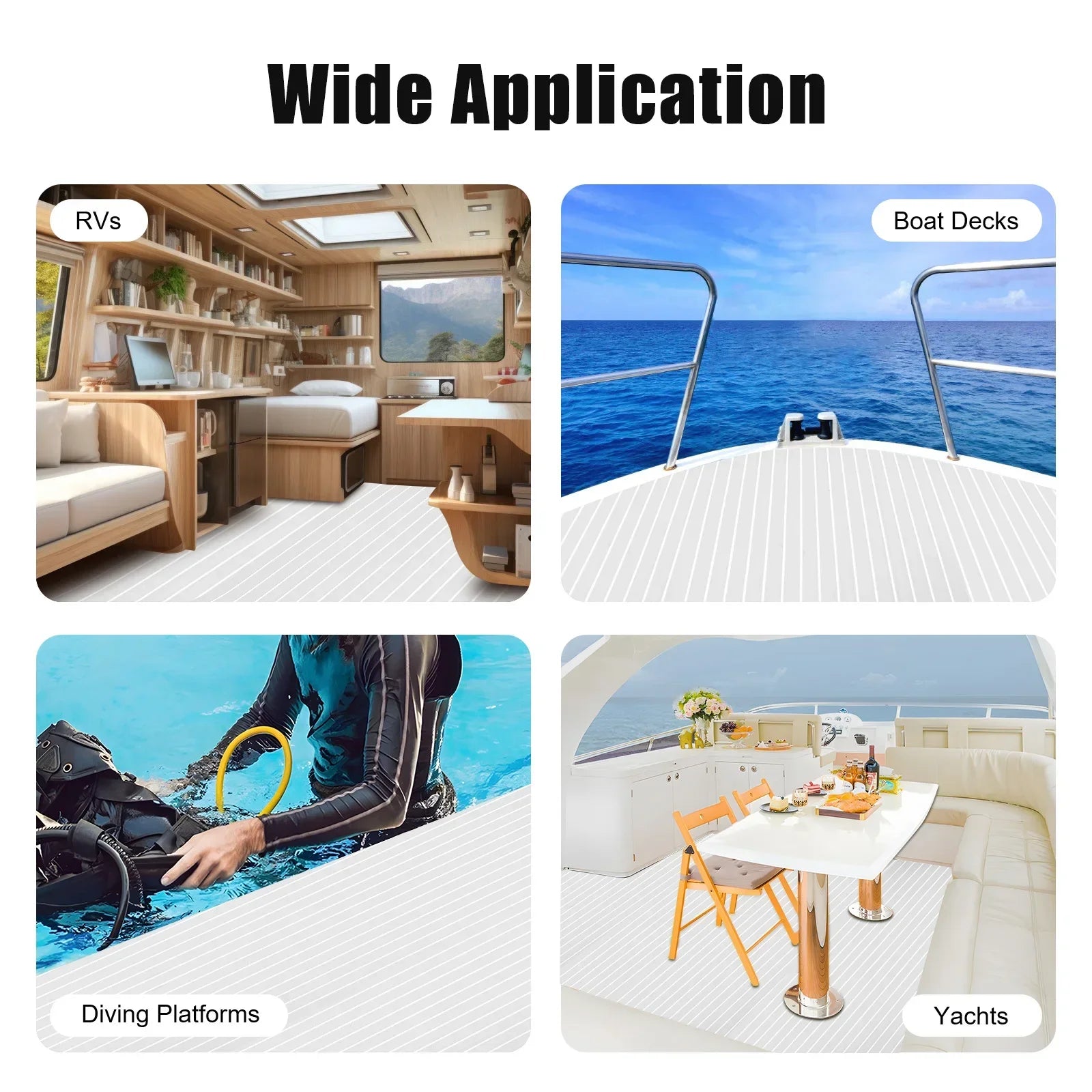 EVA Foam Teak Sheet Marine Flooring Yacht Synthetic Boat Decking Self-Adhesive Pad 35.4"X94.5"