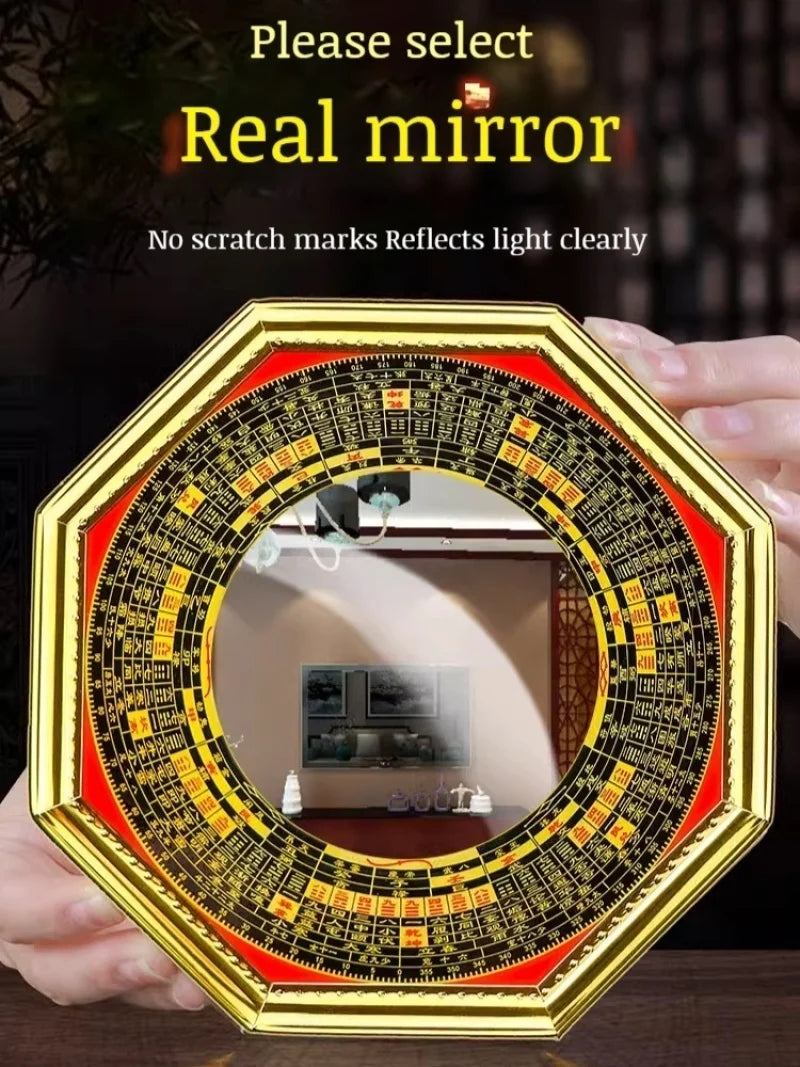 Adjust Feng Shui Gold-rimmed compass Bagua mirror Household hanging mirror concave and convex mirror Taoist Talisman crafts