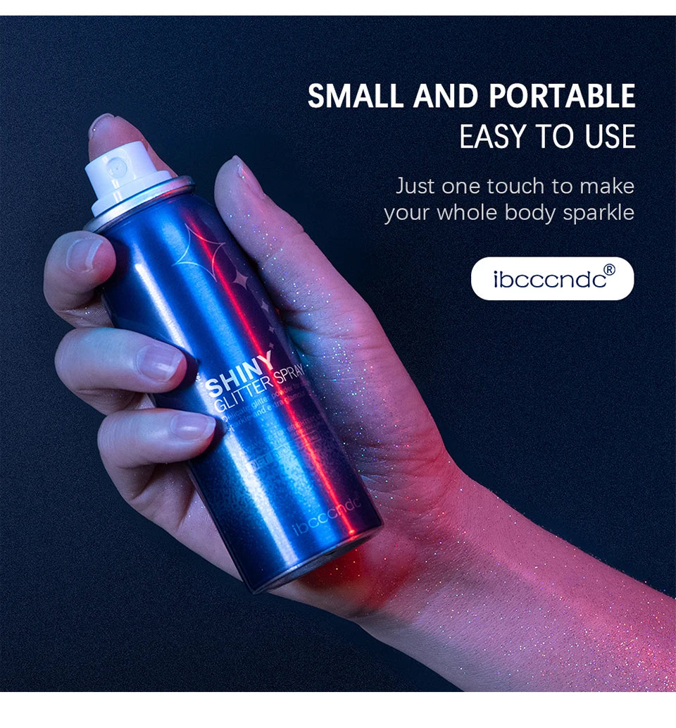 60ml Shiny Silver Glitter Spray High Gloss Glitter Powder Spray Waterproof Shiny Powder Makeup for Body Face Highlight Makeup