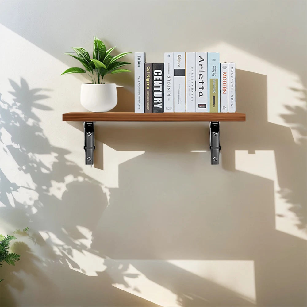 2Pcs Collapsible Shelf Bracket Max Load 90kg/198lb Wall Mounted Shelf Bracket Stainless Steel Workbench Support for Bench Table