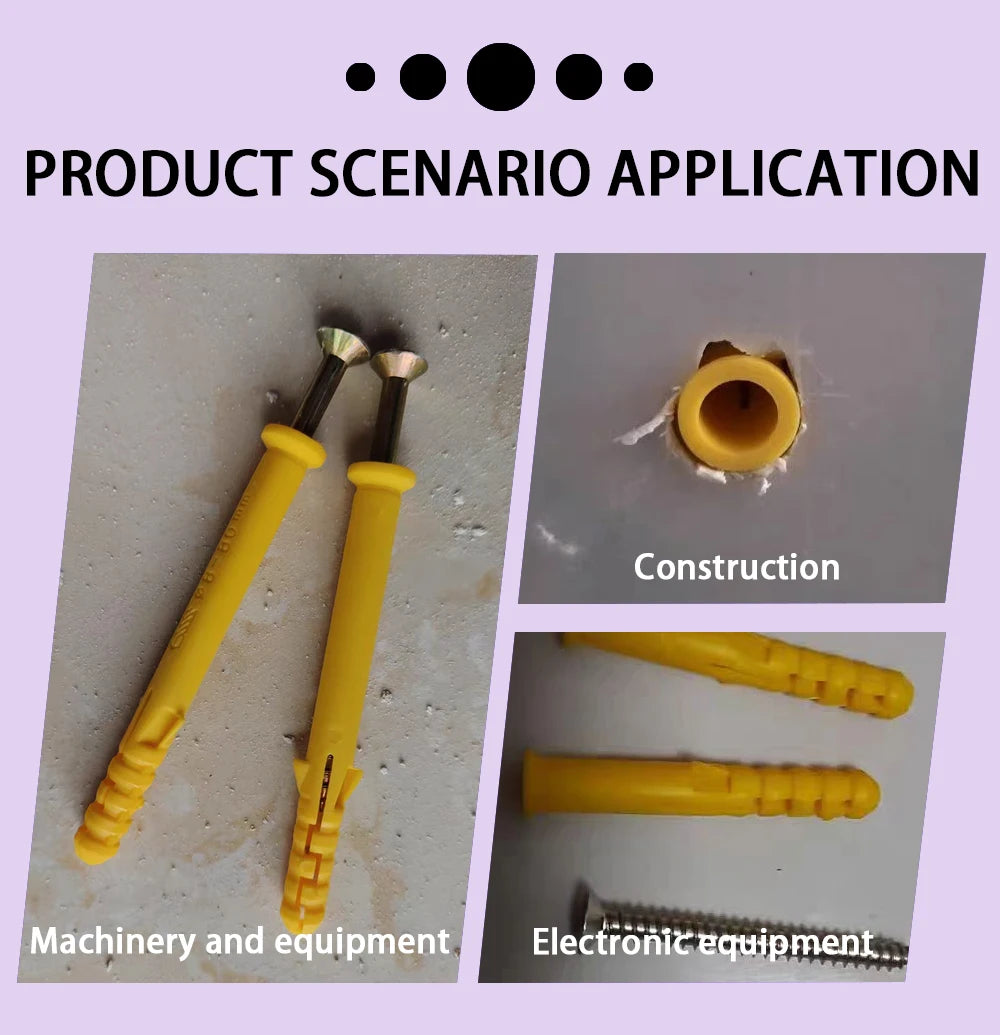 25pieces Plastic Expansion Tube Ribbed Plastic Anchors M6 M8 M10 Expansion Pipe Wall Plug Frame Fixed Tube For Selftapping Screw