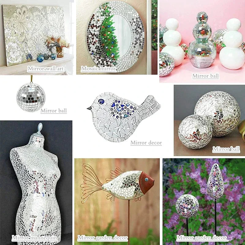 100~500PCS Mirror Mosaic Tile Wall Sticker Bulk Diamond Shape DIY Craft Handcrafted Accessory Home Wall Artwork Decor Supplies