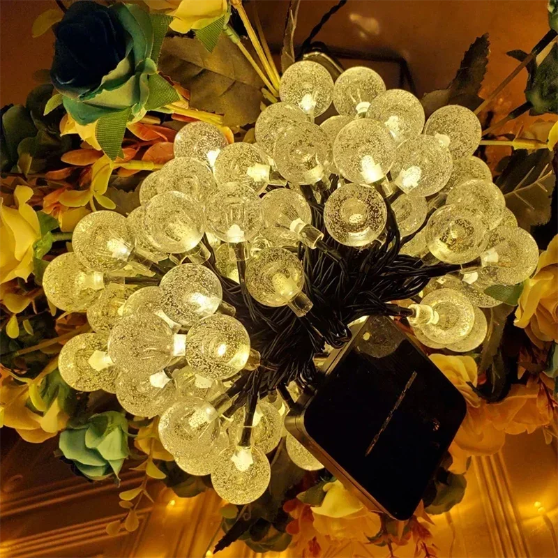 5/7/12m Outdoor LED Crystal Globe Light Solar Fairy Light Solar String Light for Easter Wedding Party Decoration