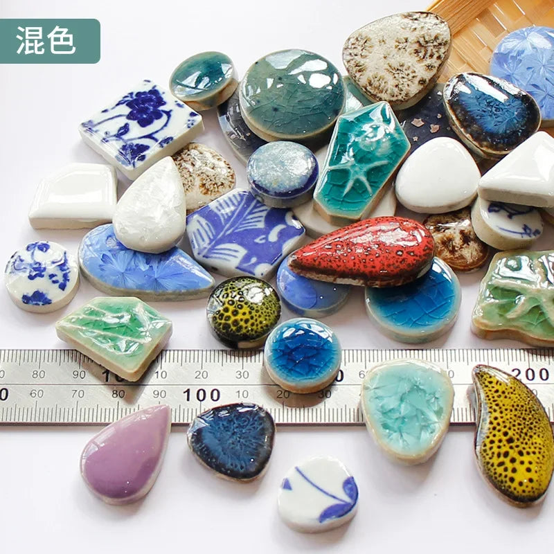 100g Ceramic Mosaic Tiles Multi Color Mosaic Piece Making Tiles for Puzzle Art DIY Craft Lamp Table Accessories Home Wall Decor