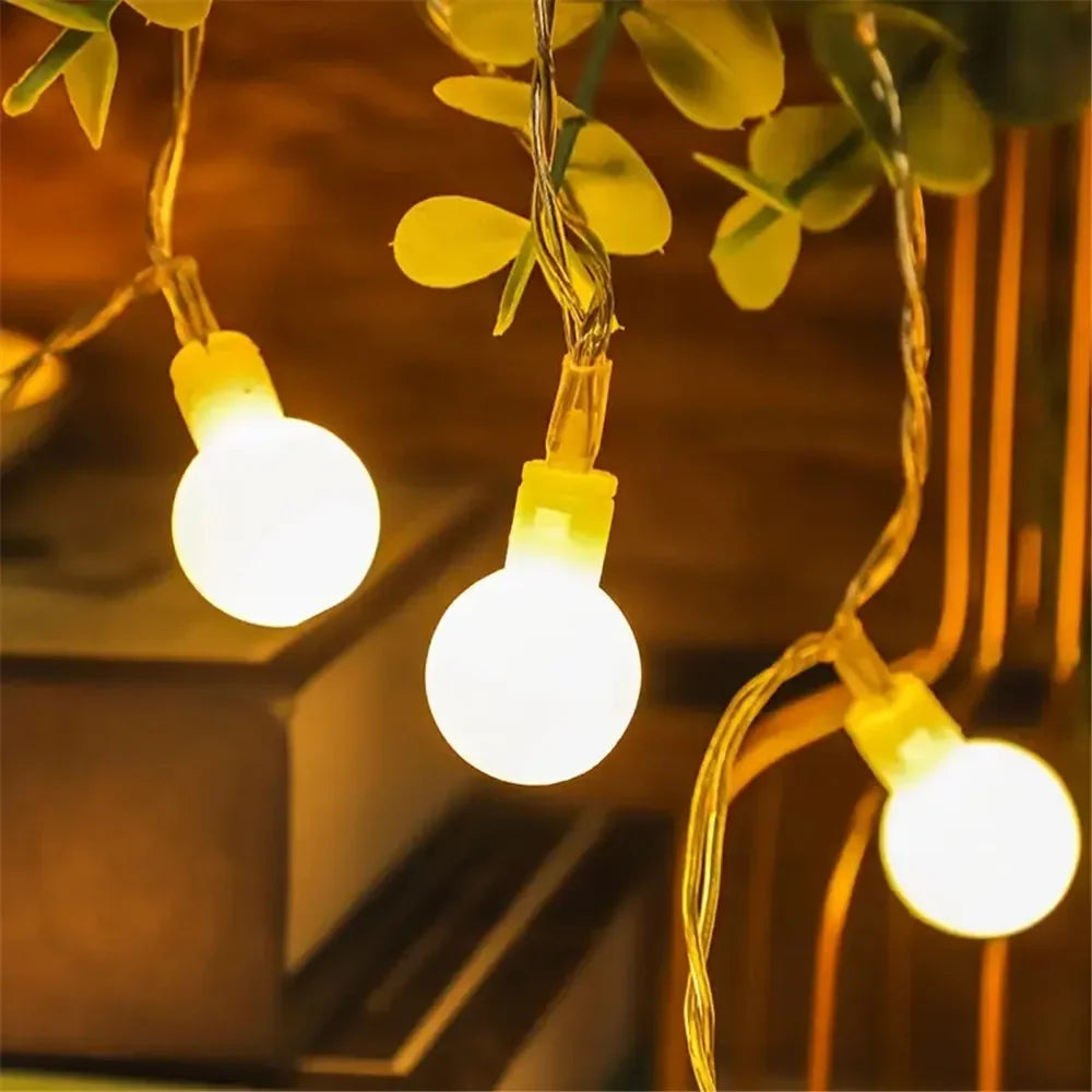 Ball LED String Lights Outdoor Ball Chain Lights Garland Lights Bulb Fairy Lights Party Home Wedding Garden Christmas Decoration