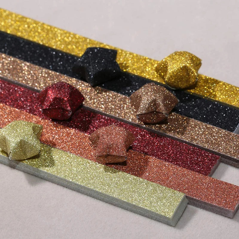 140 Sheets Glitter Paper Origami Stars Paper Strips Lucky Star Decoration Folding Paper Origami for Hand Arts Make Home Decor