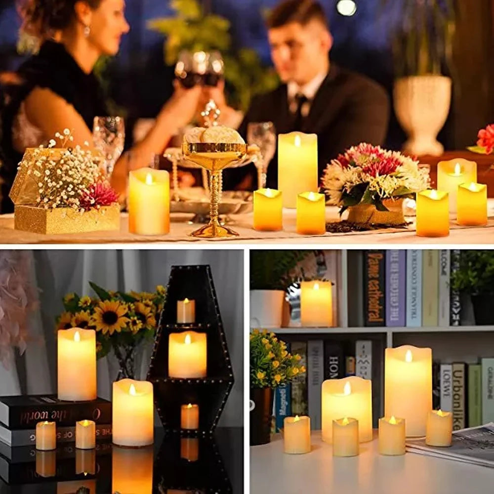 Flickering Flameless Candles 3X Battery Operated Flickering Led Candles Flameless Wax Pillar Candles Light Waterproof Pillar Led