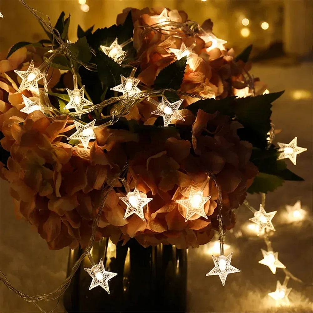 Battery Power Star String Lights Led Fairy Light Christmas Garland for New Year Wedding Party Camping Home Decoration Ramadan