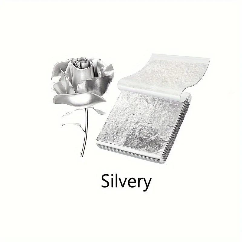 100pcs Imitation Golden Silvery Foil Paper Leaf Sheet Gilding DIY Art Craft Paper DIY Scrapbooking Craft Home Decorations