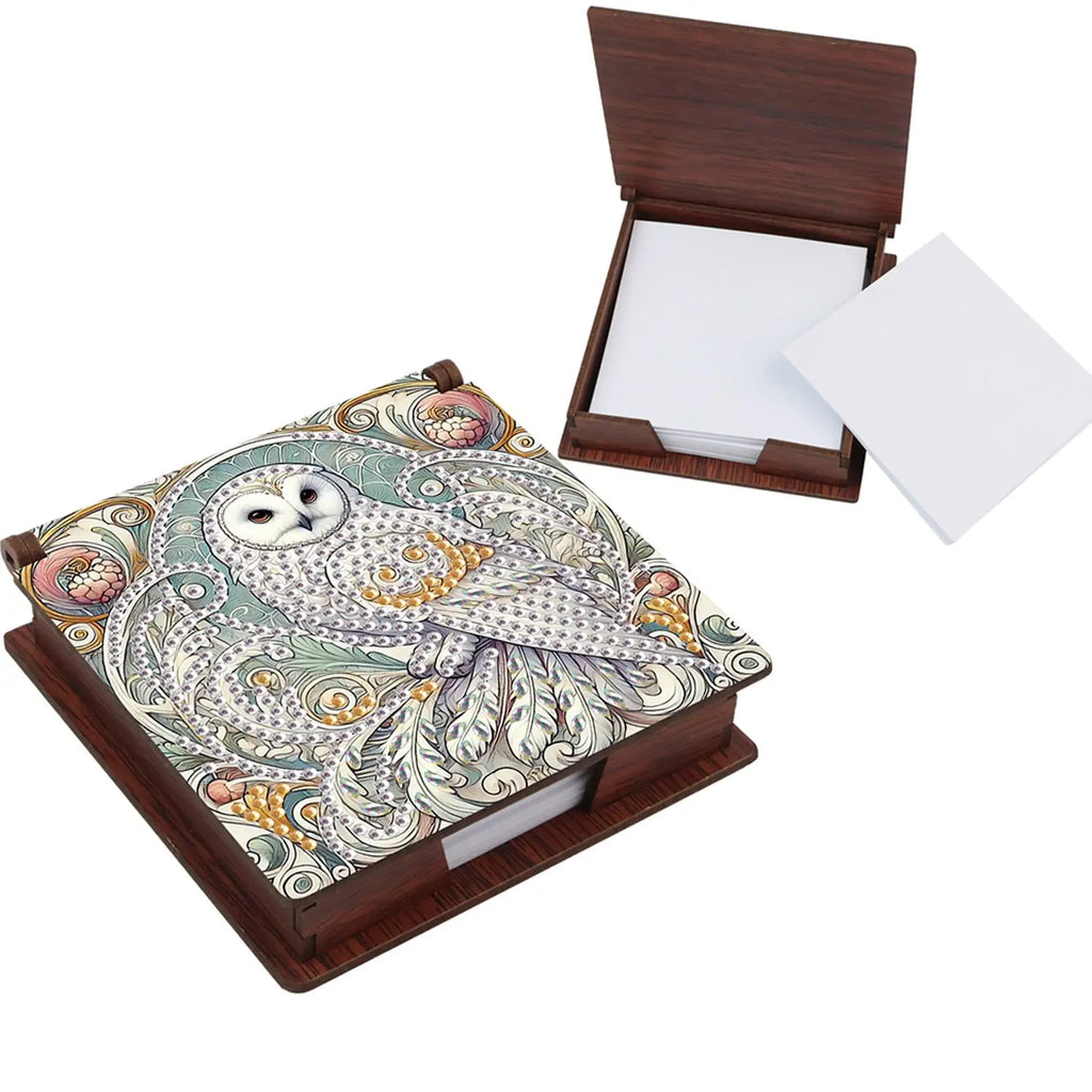 Wood DIY 5D Diamond Painting Note Box with 160 Sheets Crystal Art Sticky Notes Holder for Office Workplace Home Gifts
