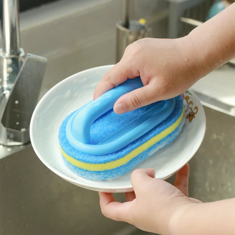 Sponge Cleaning Brush With Handle Bathtub Tile Scrub Brush Kitchen Bathroom Cleaning Sponge Brush Household Cleaning Supplies