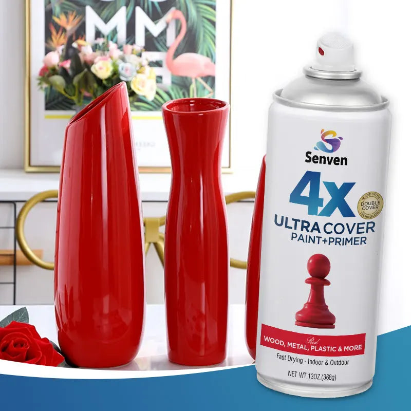 Senven 2 Packs of 26OZ Multi-sided Red Spray Paint Sets Paint + Primer 5 Times Stronger Adhesion Anti-rust Odorless Formula