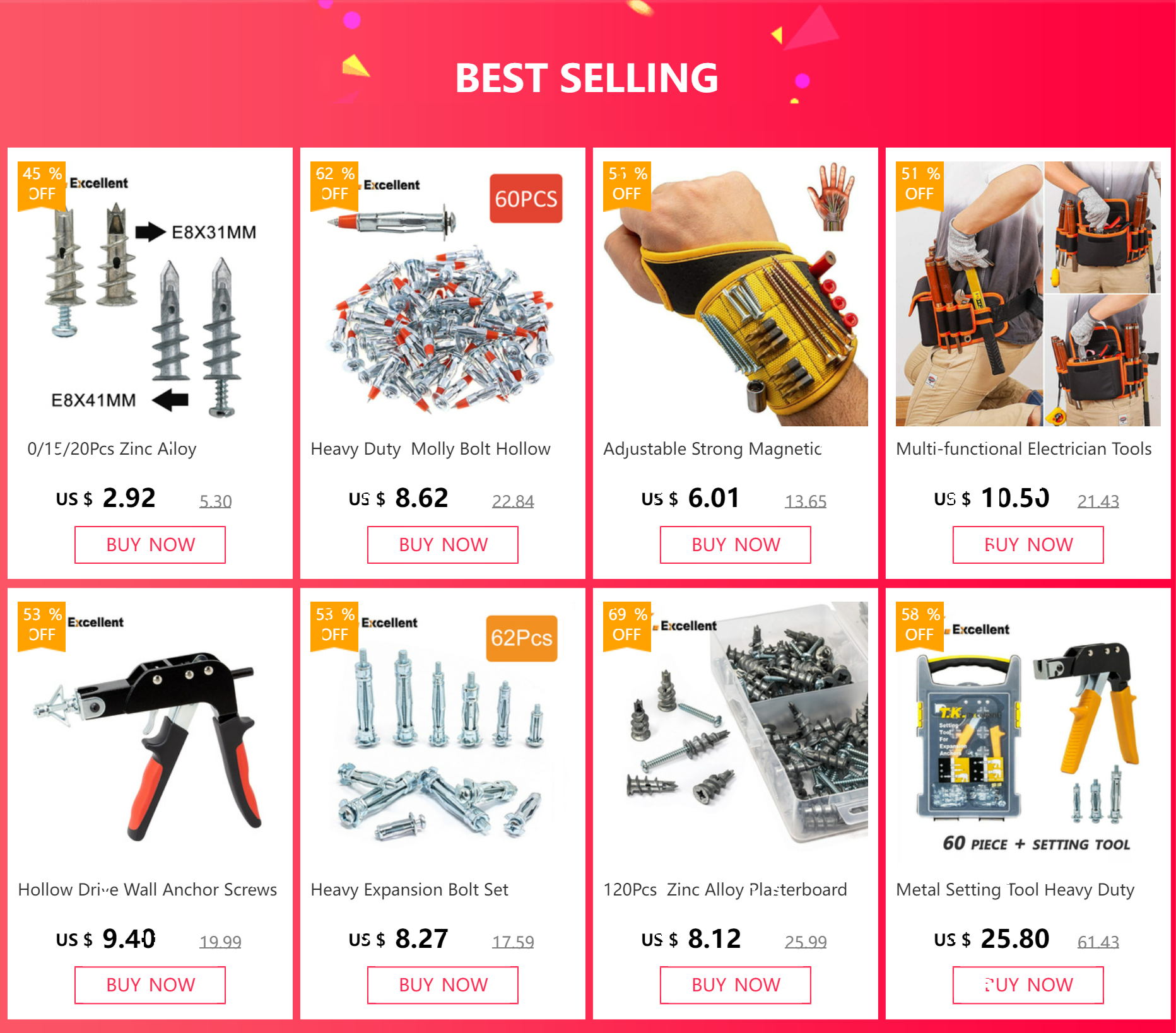 120Pcs  Zinc Alloy Plasterboard Drywall Anchor Hollow Wall Self-drilling Wall Plug with Tapping Screw Drywall Bolt
