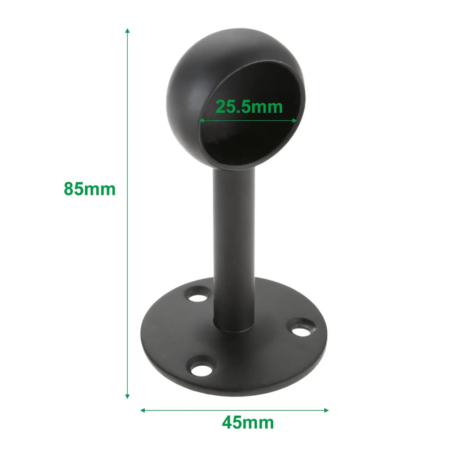 2Pcs Black Steel Closet Pole Socket Brackets Wardrobe Rod Brackets Curtain Rod End Supports Flange Rod Holder 16/19/22/25/32mm