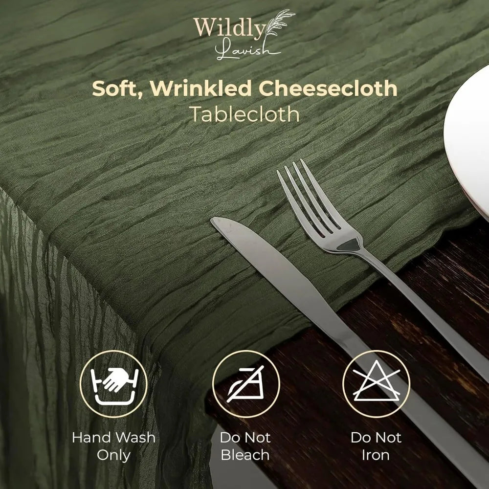 12 Pack Luxury Cheesecloth 120" x 35" Table Runner Wedding Holiday Event Party Bridal Baby Shower Vintage Farmhouse Perfect Tabl