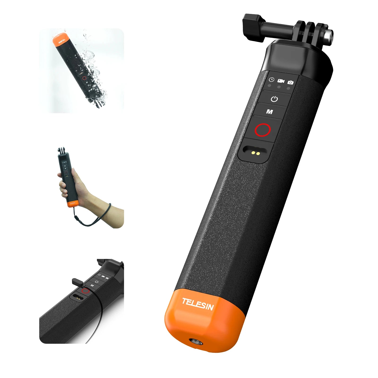 TELESIN Buoyancy Bar Selfie Stick Waterproof Selfie Stick With Hand Strap Wireless Remote Control For Gopro Hero 9 10 11 12 13