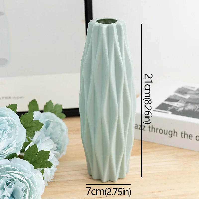 Diamond Pattern Plastic Smooth Vase Plants Basket Nordic Wedding Decorative Dining Durable for Living Room Bedroom Home Decora