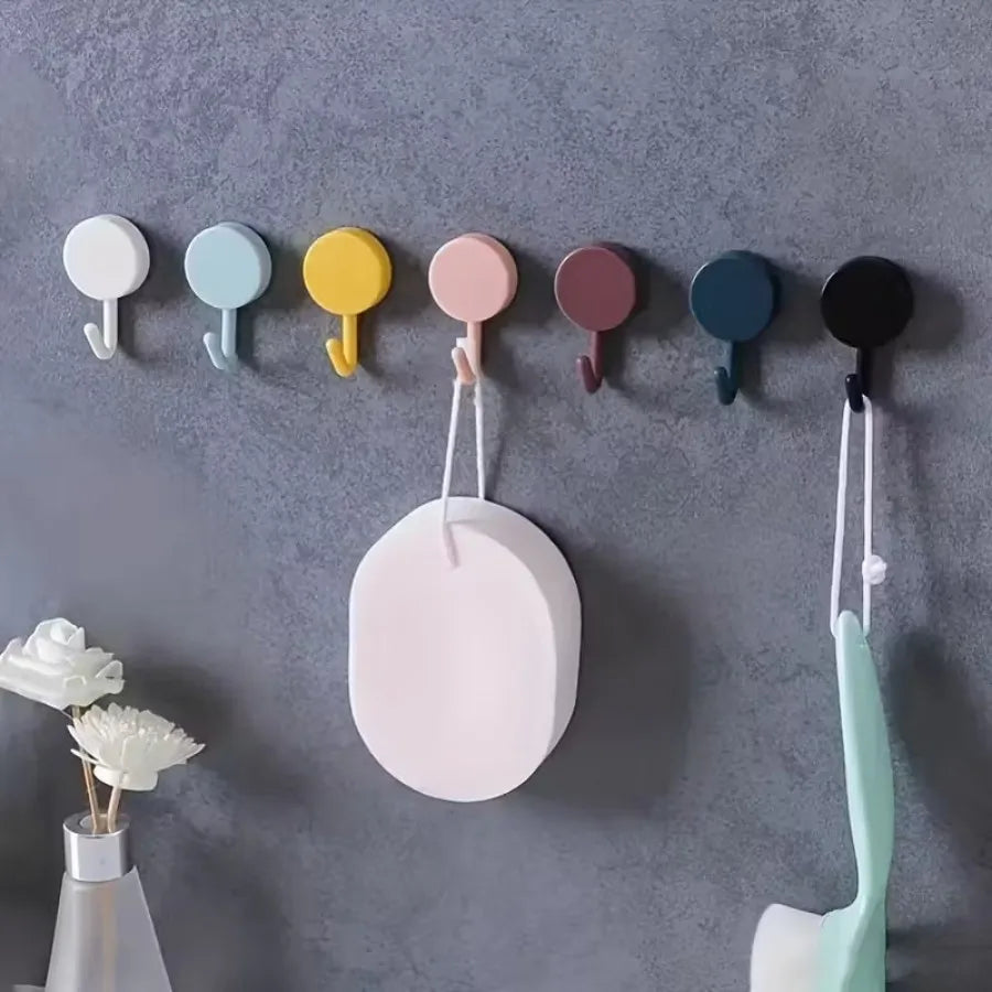 10Pcs Macaron Adhesive Hooks - Colorful Heavy Duty Removable, No Drill Wall Hooks for Kitchen Bathroom Door Hanging Storage