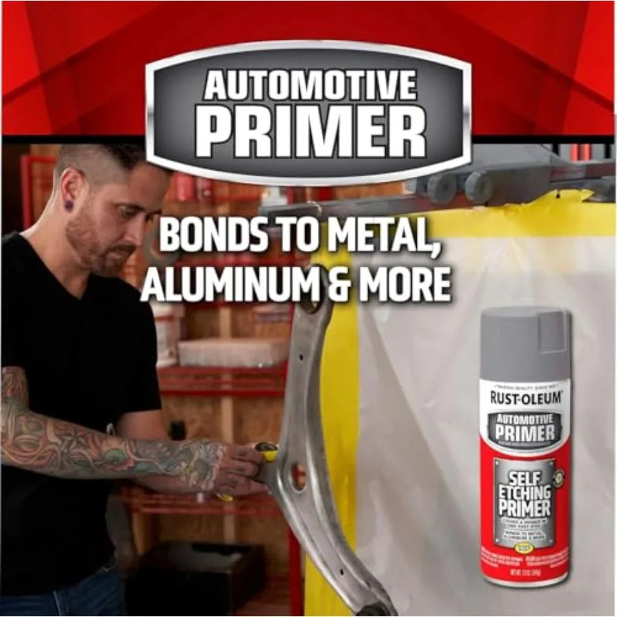 Automotive Self Etching Primer Spray 12 oz Matte Dark Green for Metal Surfaces Durable Rust Protection High Adhesion