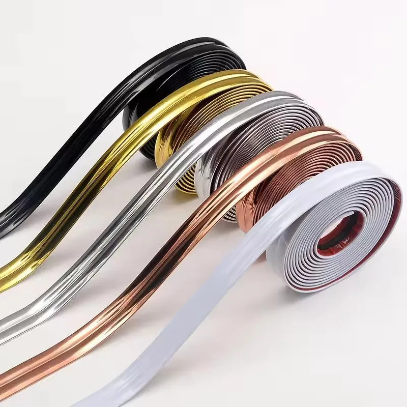 PVC Self-adhesive Decorative Tape Gold Background Wall Inner Corner Decor Strip Furniture Table Edge Anti-collision Bumper Tape