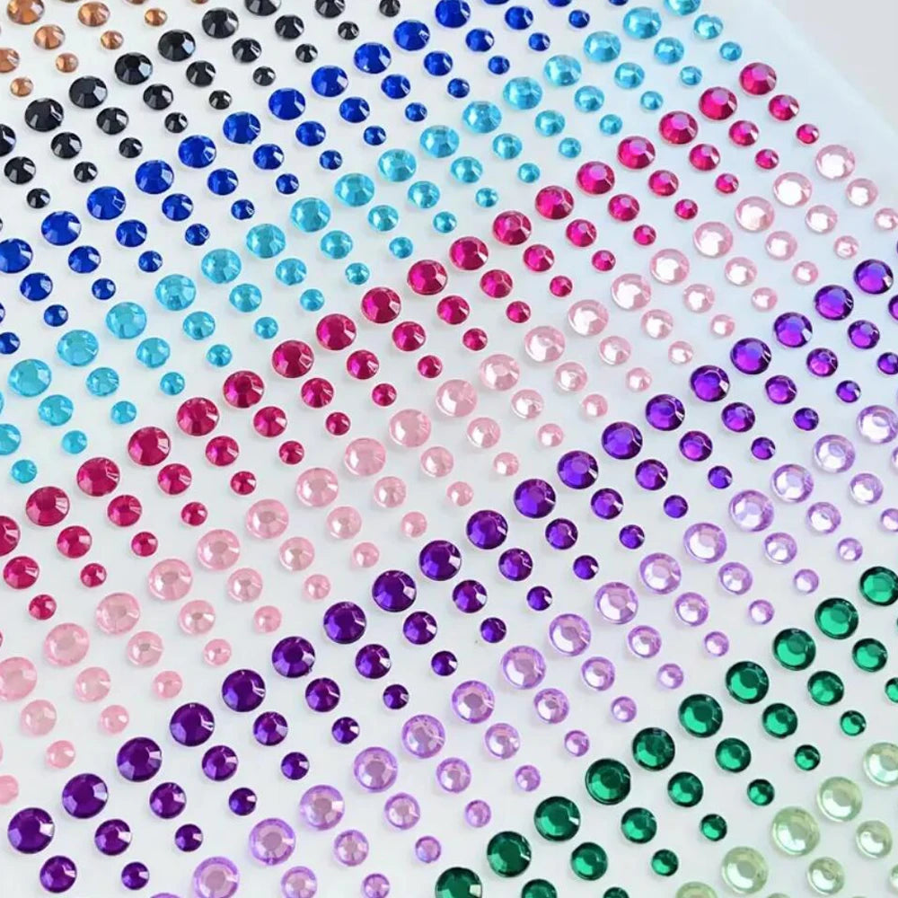 1sheet 900pcs Rainbow Face Glittle Gem Stickers Stick-On Facial Tattoo Eye Rhinestone Jewels  Mix Wedding Party Make Up