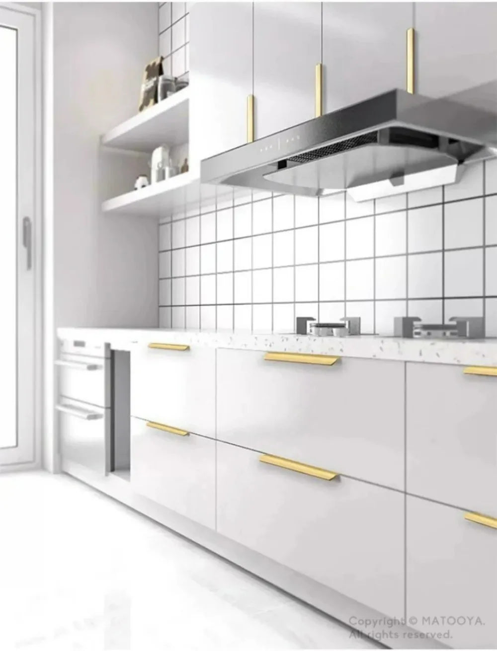 Gold Black Hidden Handles Long Kitchen Cabinet Pulls Drawer Knobs Aluminum Alloy Furniture Handles Cupboard Pulls Wardrobe Pulls