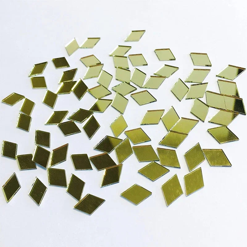 100~500PCS Mirror Mosaic Tile Wall Sticker Bulk Diamond Shape DIY Craft Handcrafted Accessory Home Wall Artwork Decor Supplies