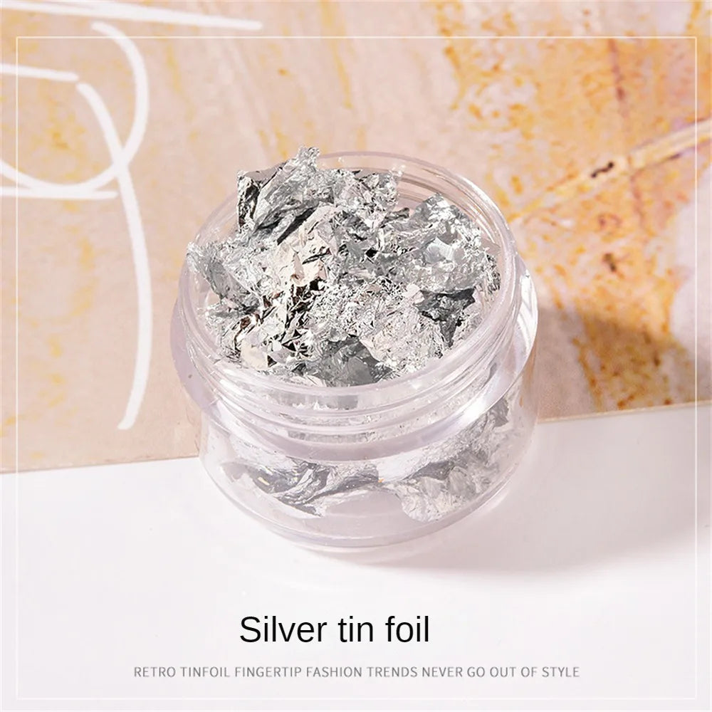 Nail Art Accessories Gold Silver Copper Foil Sequins Glitter Leaf Flake Sheet Bulk Foil Paper For Gilding Manicure Decoration
