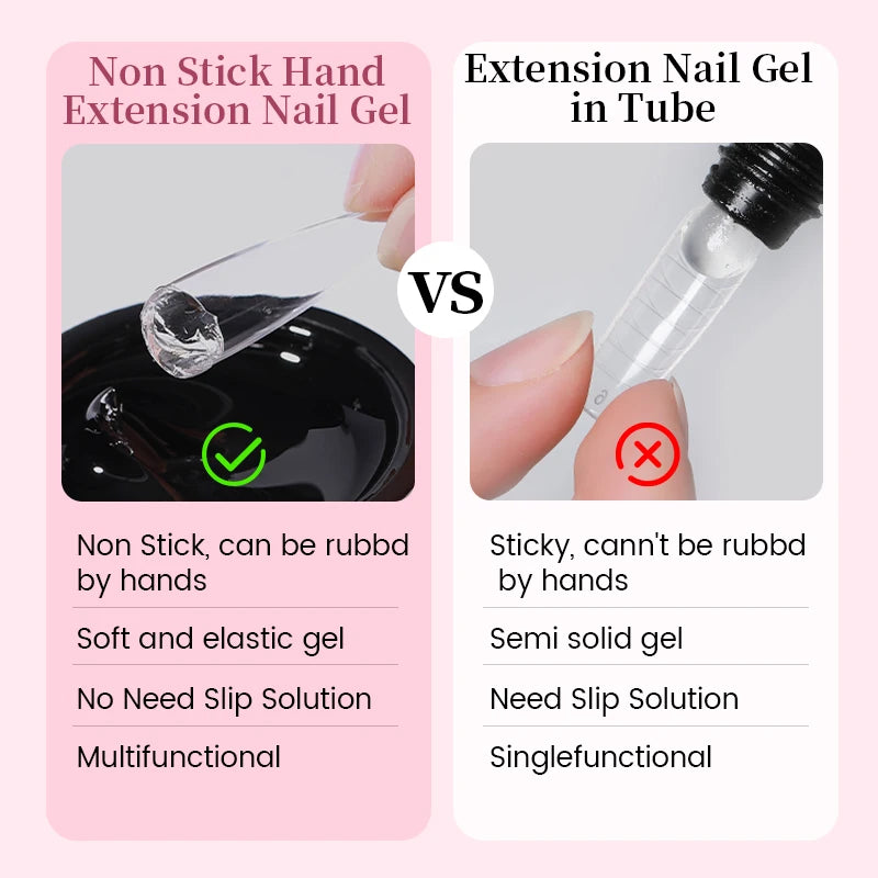 BORN PRETTY 2PCS Clear Milky White Non Stick Hand Extension Nail Gel for 3D Shaping Sculpting Carving DIY Nails at Home 15ml