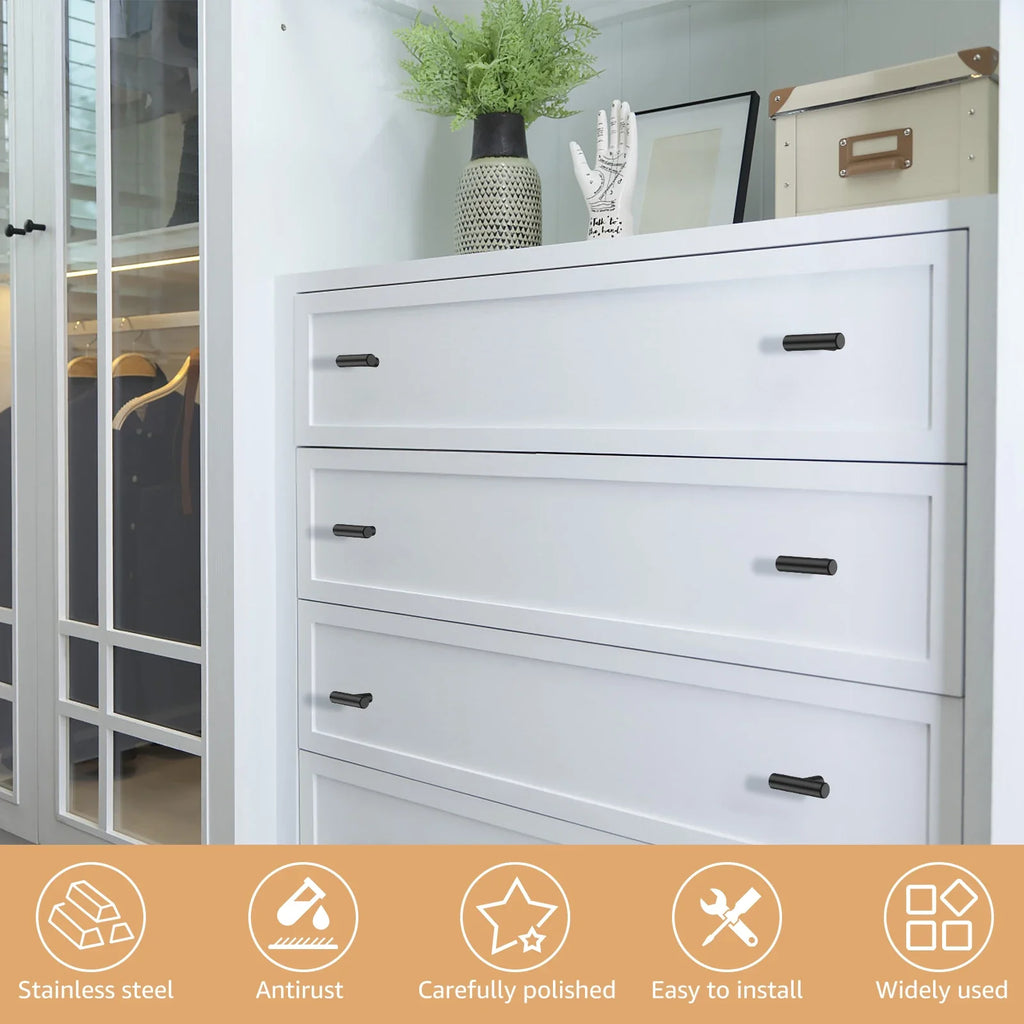 20 Pack Cabinet Knobs Matte Stainless Steel Kitchen Drawer Pulls Single Hole T-Shaped Handles 2 Inch Overall Length