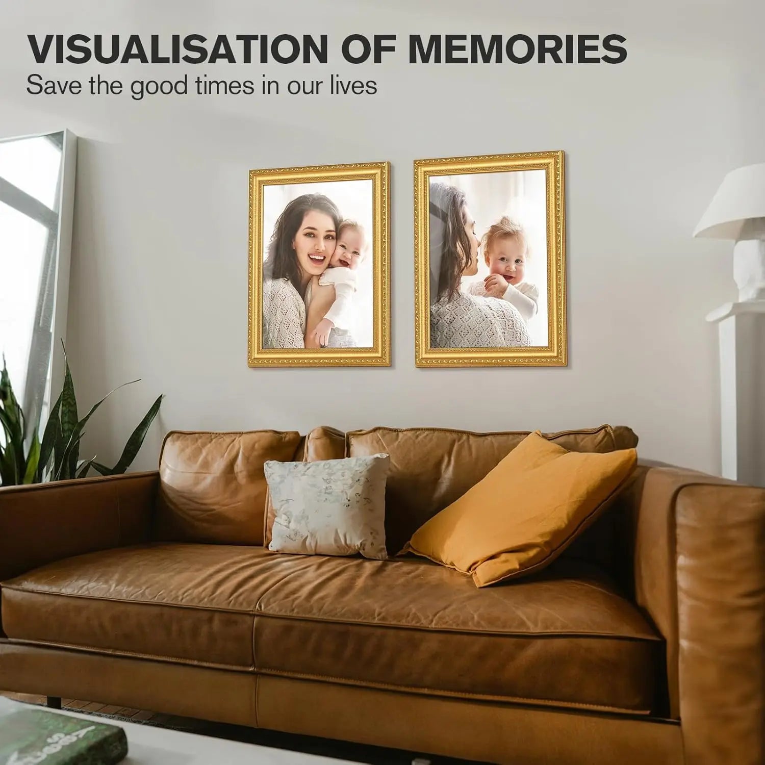 Set of 2 Gold Vintage Picture Frames, 12x16 with Real Glass for Wall or Table Display, Holds 8.5x11 or 12x16 Photos