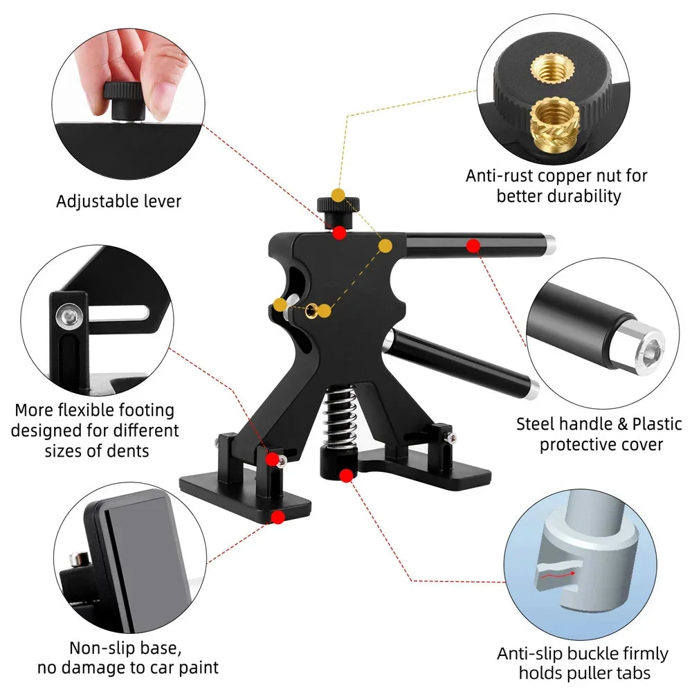 Super PDR Tool Kit, Professional Paintless Dent Repair Kit,Complete Auto Body Hail Dent Removal Tools with Glue Gun PDR Light