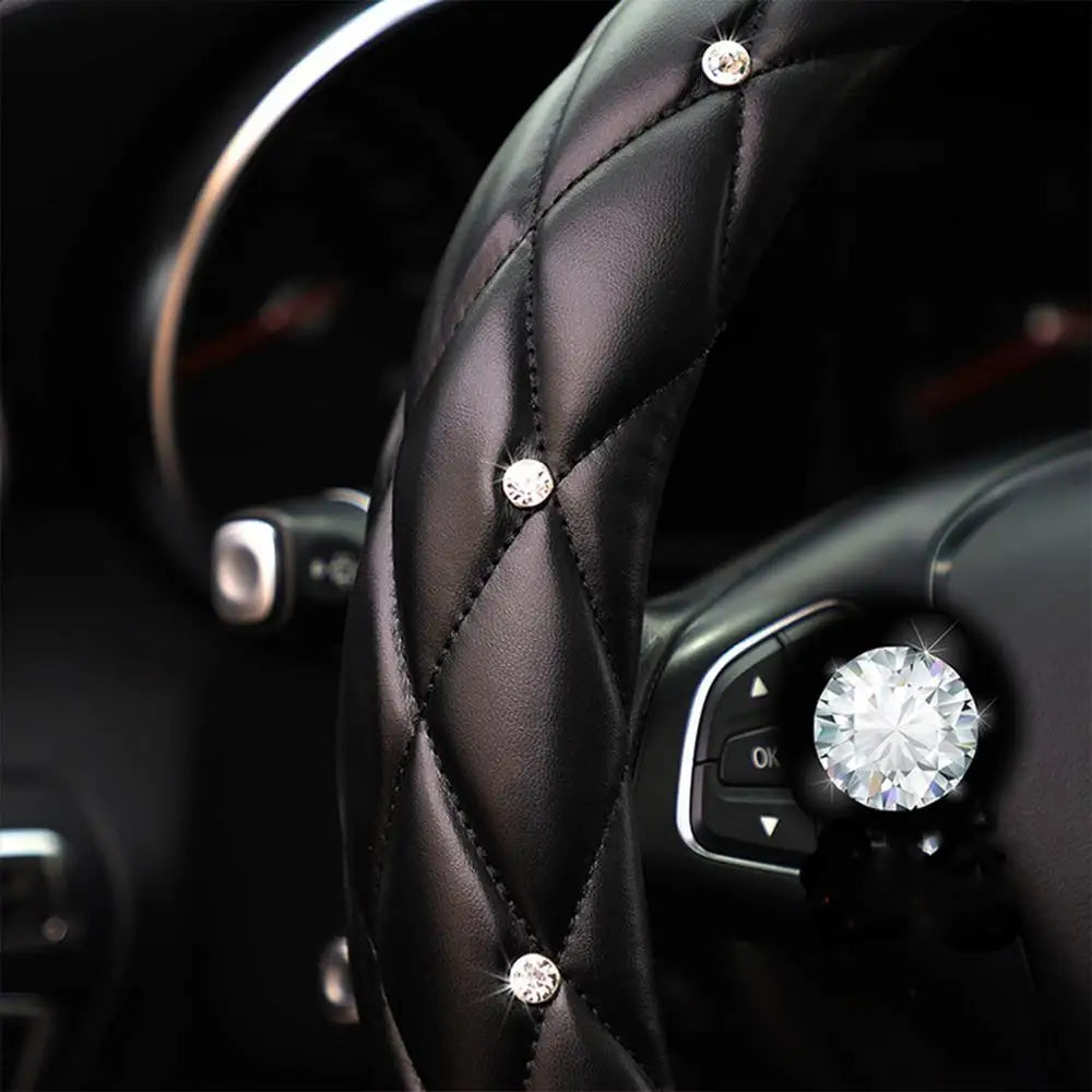 Bling Car Steering Wheel Cover Steering Wheel Sleeve With Sparkly Glitter Rhinestones Anti-SlipCar Wheel Protector Auto Steering