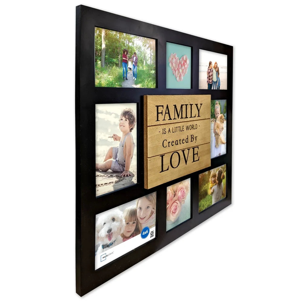 8 Opening Sentiment Picture Frame Black Collage Family Love MDF Wall Decor Perfect Home Office Gift