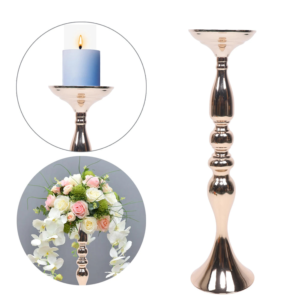 10 Pcs 19.5" Tall Gold Candelabra Candle Holder Table Centerpiece Stand Pillar Candlestick Candle Holder Stand for Wedding Party