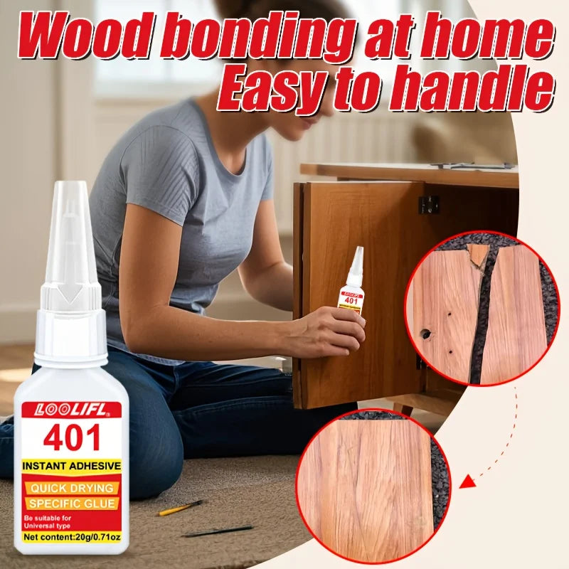 3PCS 401 super glue,wood repair glue,suitable for wood,metal,plastic,fixing cabinets,doors,floors, guitars,hanging decorations